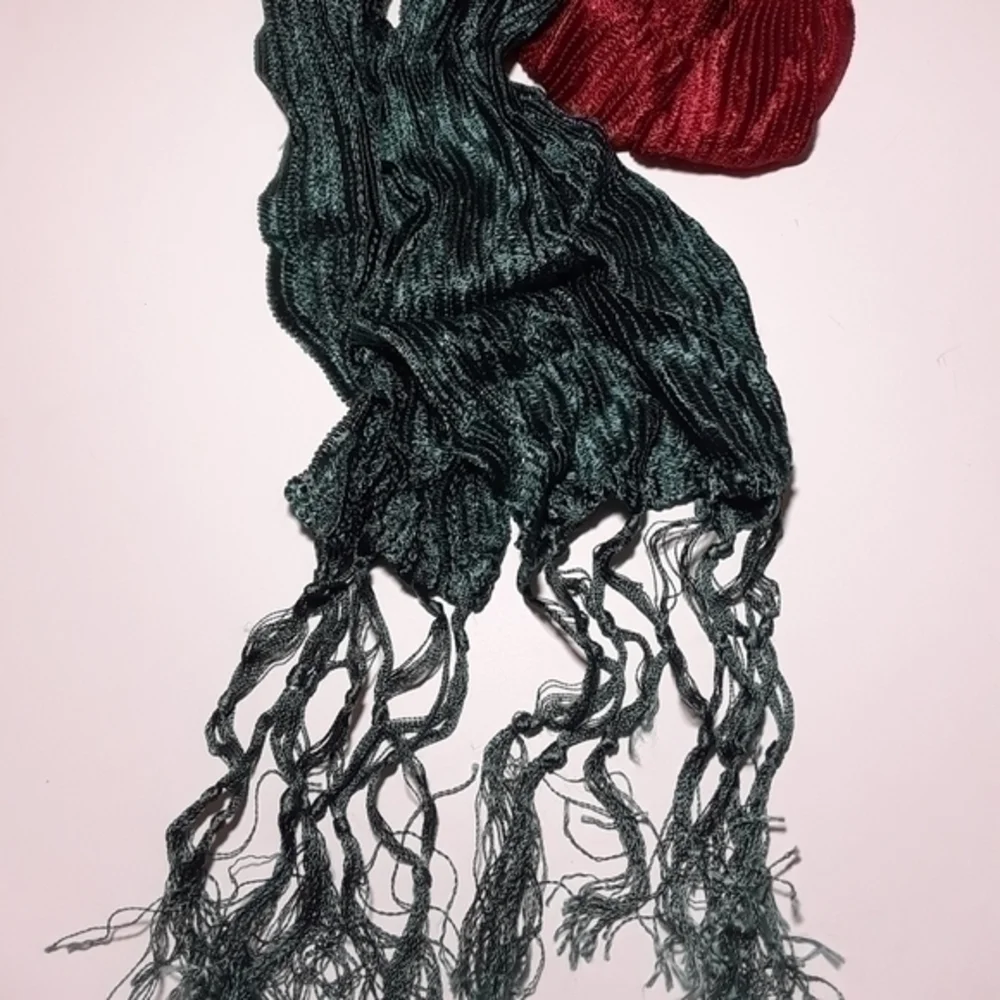 Vintage Silk Corded Weave Tassel Neck Scarf